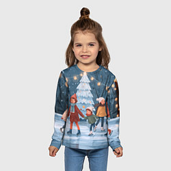 Лонгслив детский Новогодние каникулы на катке, цвет: 3D-принт — фото 2