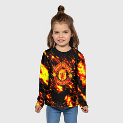 Лонгслив детский Манчестер Юнайтед огненные краски, цвет: 3D-принт — фото 2