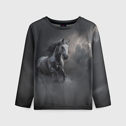Лонгслив детский Белая лошадь в тумане, цвет: 3D-принт
