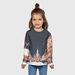 Лонгслив детский Праздничная ночь в Москве, цвет: 3D-принт — фото 2