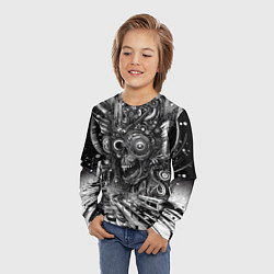 Лонгслив детский Cyber urban skull - ai art fantasy, цвет: 3D-принт — фото 2