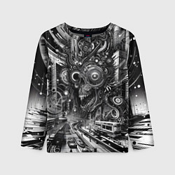 Детский лонгслив Cyber urban skull - ai art fantasy