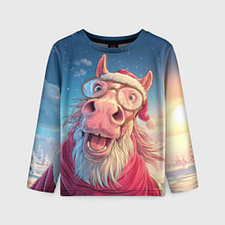 Детский лонгслив Радостный новогодний конь