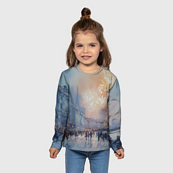 Лонгслив детский Новогодняя Питерская атмосфера, цвет: 3D-принт — фото 2