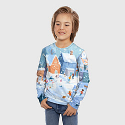 Лонгслив детский Предновогодний день во дворе, цвет: 3D-принт — фото 2