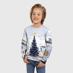 Лонгслив детский Новый год минимализм, цвет: 3D-принт — фото 2