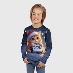 Лонгслив детский Кот который ждет новый год, цвет: 3D-принт — фото 2