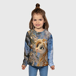 Лонгслив детский Новогодняя лошадка в крапинку, цвет: 3D-принт — фото 2