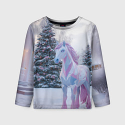 Детский лонгслив Геометрическая новогодняя лошадка