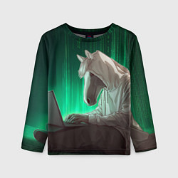 Детский лонгслив Хакер лошадь
