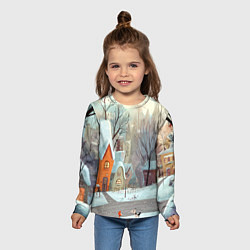 Лонгслив детский Милый новогодний дворик, цвет: 3D-принт — фото 2