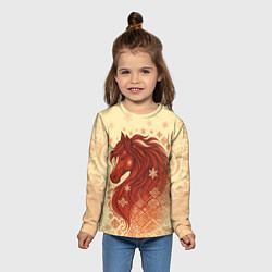 Лонгслив детский Славянский конь, цвет: 3D-принт — фото 2
