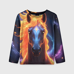 Детский лонгслив Космическая огненная лошадь