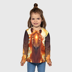 Лонгслив детский Огненная лошадь в свечении, цвет: 3D-принт — фото 2