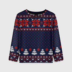 Детский лонгслив Новогодний вязаный узор