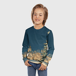 Лонгслив детский Новогодняя атмосфера в городе, цвет: 3D-принт — фото 2