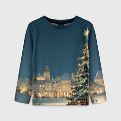 Детский лонгслив Новогодняя атмосфера в городе