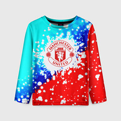 Лонгслив детский Манчестер Юнайтед неон, цвет: 3D-принт