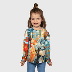 Лонгслив детский Разноцветные новогодние домики, цвет: 3D-принт — фото 2