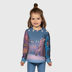 Лонгслив детский Новогодняя пустая улица, цвет: 3D-принт — фото 2