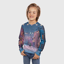 Лонгслив детский Новогодняя пустая улица, цвет: 3D-принт — фото 2