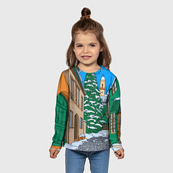 Лонгслив детский Новогодняя мультяшная улица, цвет: 3D-принт — фото 2