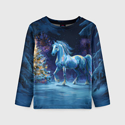 Детский лонгслив Сияющая новогодняя лошадка