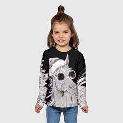 Лонгслив детский Новогодняя лошадь в круглых очках, цвет: 3D-принт — фото 2