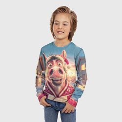 Лонгслив детский Счастливая новогодняя лошадь, цвет: 3D-принт — фото 2