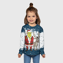 Лонгслив детский Шрек и Осел - новый год, цвет: 3D-принт — фото 2