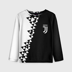 Детский лонгслив Juventus черно белая геометрия текстура