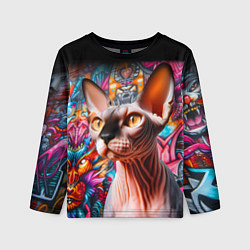 Детский лонгслив Sphynx on a graffiti background