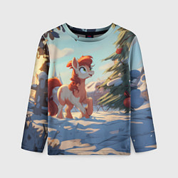 Лонгслив детский Лошадка любуется елкой, цвет: 3D-принт