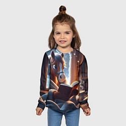 Лонгслив детский Лошадка с книгой, цвет: 3D-принт — фото 2