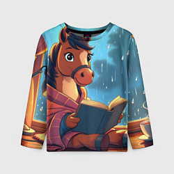 Детский лонгслив Лошадка уютным вечером