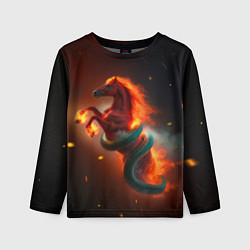Лонгслив детский Смена зелёной змеи на красную огненную лошадь, цвет: 3D-принт