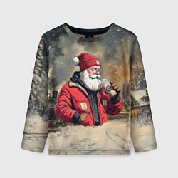 Лонгслив детский Санта с капучино, цвет: 3D-принт