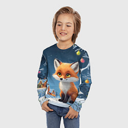 Лонгслив детский Лисичка новогодней ночью, цвет: 3D-принт — фото 2