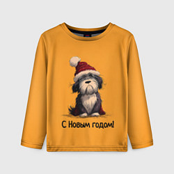 Детский лонгслив Милая новогодняя собачка