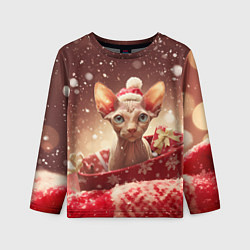 Детский лонгслив Сфинкс новогодняя кошка