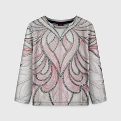 Детский лонгслив Нежно розовый орнамент из перьев