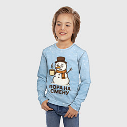 Лонгслив детский Грустный снеговик - пора на смену, цвет: 3D-принт — фото 2