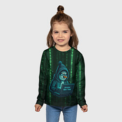 Лонгслив детский Снеговик - хакер взламывает Новый год, цвет: 3D-принт — фото 2