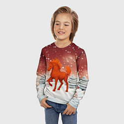 Лонгслив детский Огненная текстурная лошадь 2026, цвет: 3D-принт — фото 2