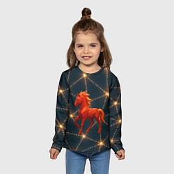 Лонгслив детский Объемная геометрическая лошадка 2026, цвет: 3D-принт — фото 2