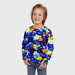 Лонгслив детский Синие цветы, цвет: 3D-принт — фото 2