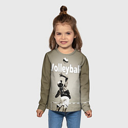 Лонгслив детский Волейбол - удар в прыжке, цвет: 3D-принт — фото 2