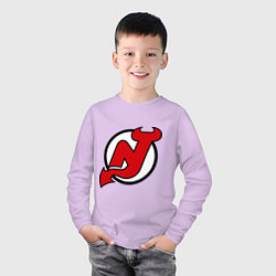 Лонгслив хлопковый детский New Jersey Devils, цвет: лаванда — фото 2