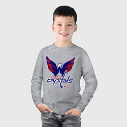 Лонгслив хлопковый детский Washington Capitals: Ovechkin, цвет: меланж — фото 2