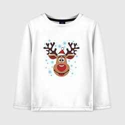 Лонгслив хлопковый детский Олень под снегом, цвет: белый